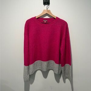Vince Camuto Fuschia and Grey Colorblock Wide Sleeve Sweater L